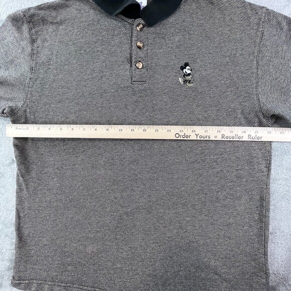 VTG Disneyland Resort Golf Ringer Polo Shirt Men Large Brown Herringbone Mickey - Picture 7 of 12